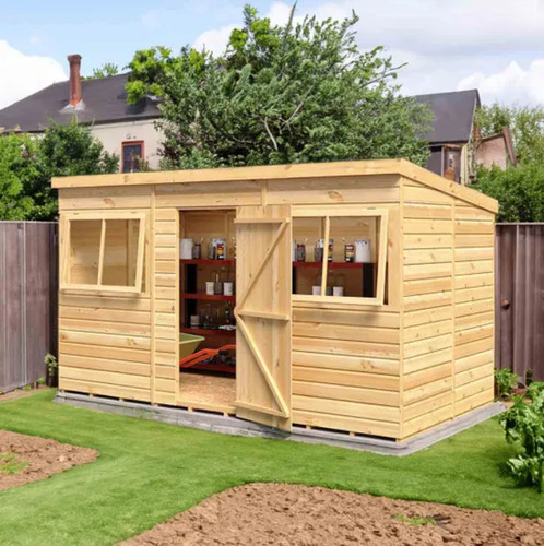 12x6 shiplap pent shed wooden - 12x6,